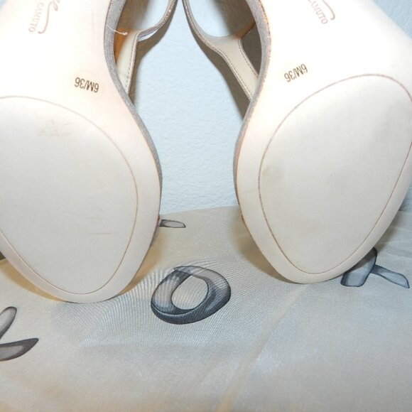 Imagine Vince Camuto Phoebe T-Strap Rose Gold Shimmer Satin Heels Size 6 - Picture 15 of 16